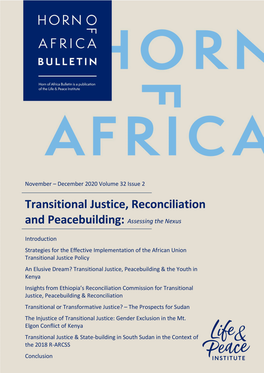 1 Horn of Africa Bulletin, November - December 2020 2 Horn of Africa Bulletin, November - December 2020