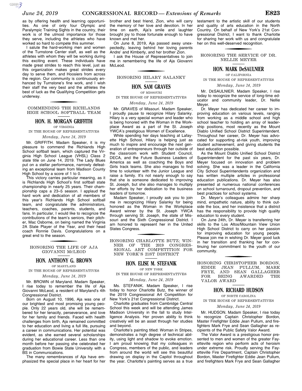 CONGRESSIONAL RECORD— Extensions of Remarks E823 HON