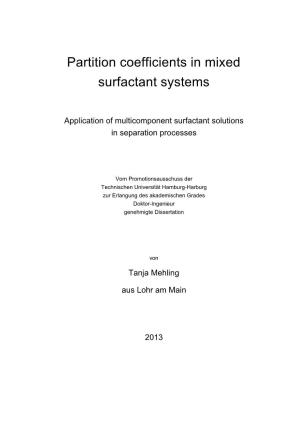 Partition Coefficients in Mixed Surfactant Systems