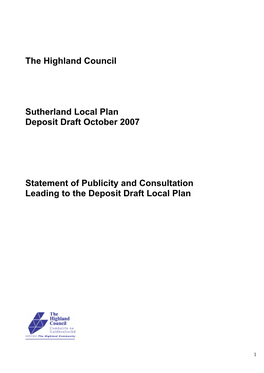 The Highland Council Sutherland Local Plan Deposit Draft October