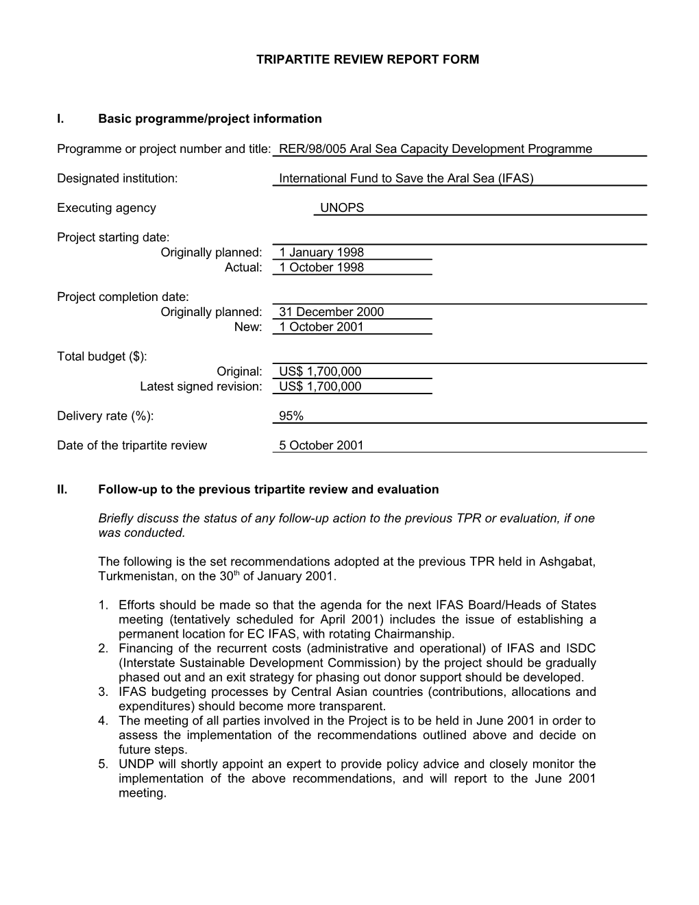 Tripartite Review Report Form