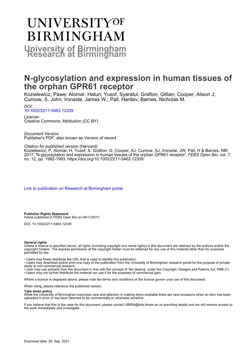Glycosylation and Expression in Human Tissues Of
