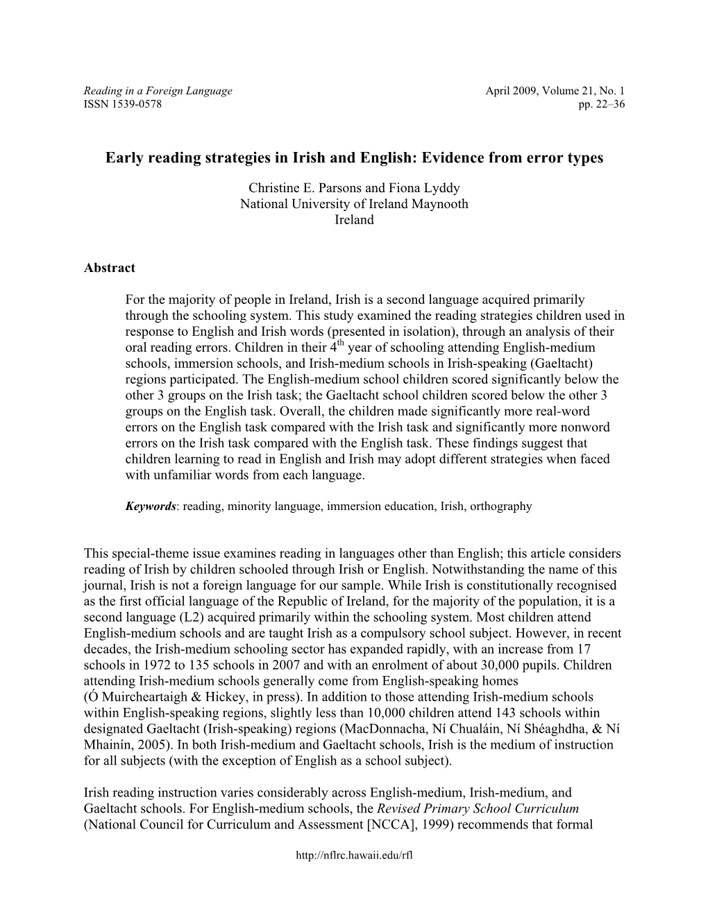 Early Reading Strategies in Irish and English: Evidence from Error Types