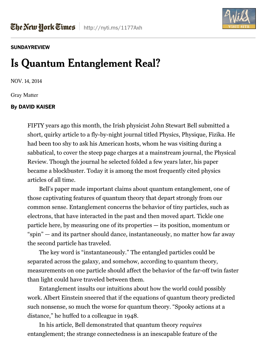 Is Quantum Entanglement Real?