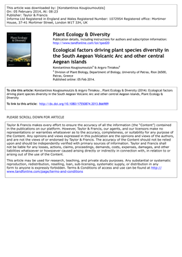 Ecological Factors Driving Plant Species Diversity in the South