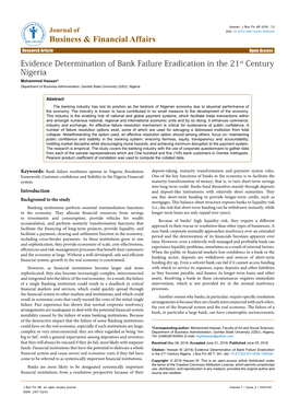 Evidence Determination of Bank Failure Eradication in the 21St