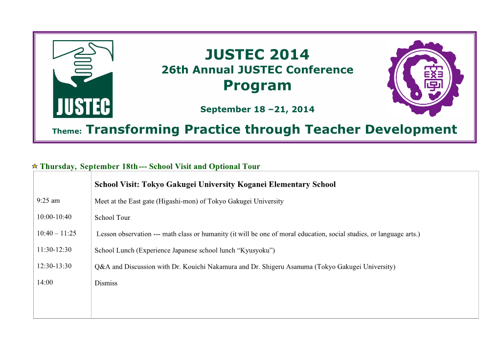 JUSTEC 2014 Program