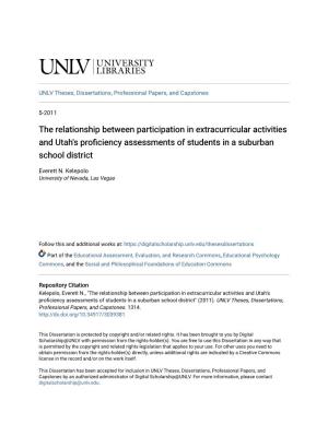 The Relationship Between Participation in Extracurricular Activities and Utah's Proficiency Assessments of Students in a Suburban School District