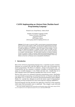 CASM: Implementing an Abstract State Machine Based Programming Language ∗