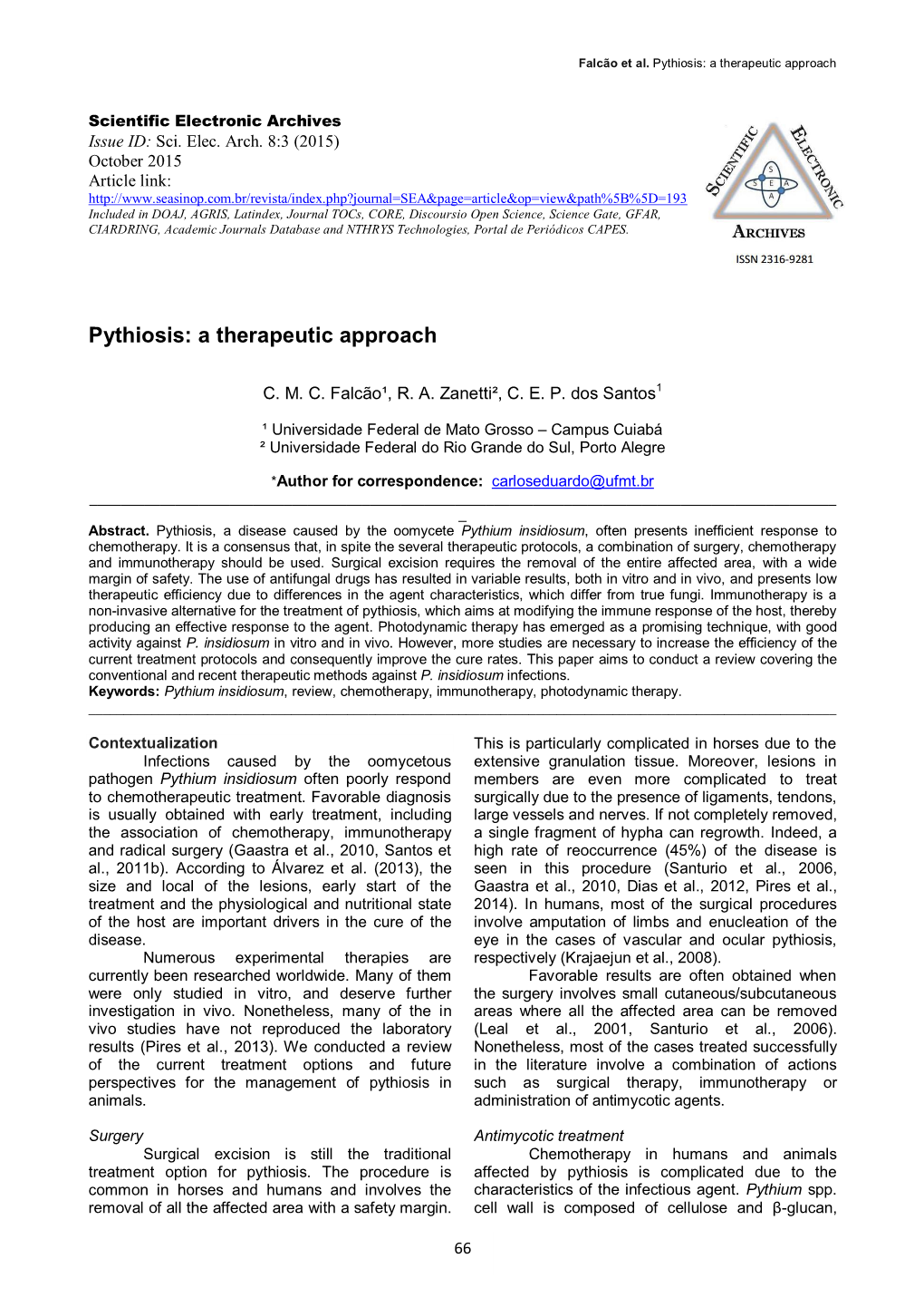 Pythiosis: a Therapeutic Approach