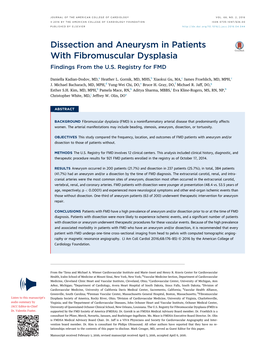 Dissection and Aneurysm in Patients with Fibromuscular Dysplasia Findings from the U.S