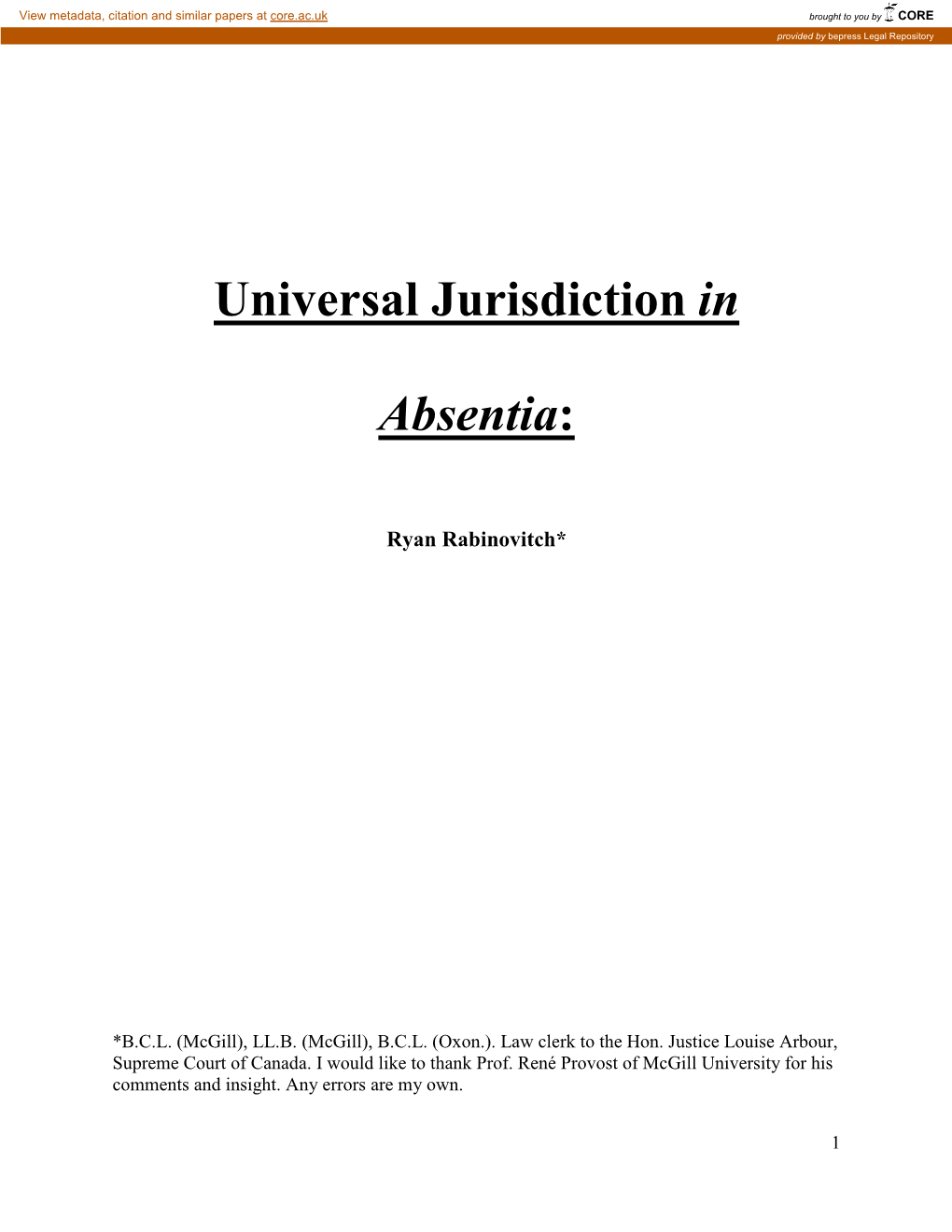 Universal Jurisdiction in Absentia