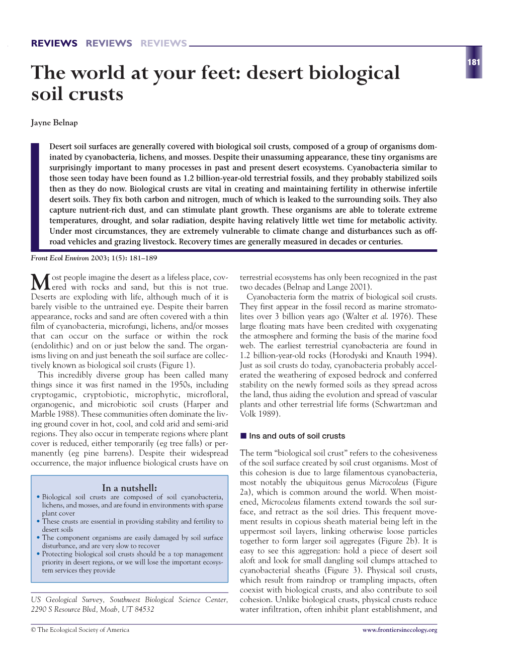 Desert Biological Soil Crusts J Belnap