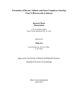 Formation of Borane Adducts and Some Complexes Starting from N-Heterocyclic Carbenes