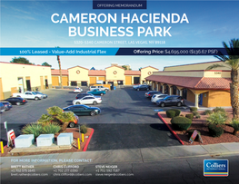 Cameron Hacienda Business Park 5320-5340 Cameron Street, Las Vegas, Nv 89118