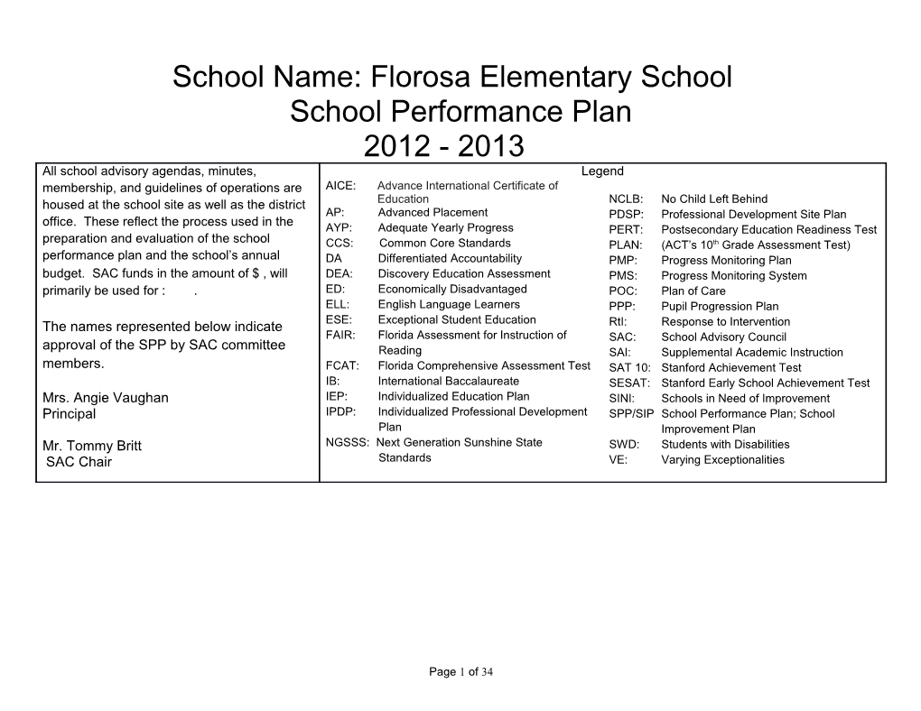 School Name: Florosa Elementary School