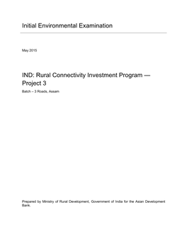 IND: Rural Connectivity Investment Program — Project 3 Batch – 3 Roads, Assam