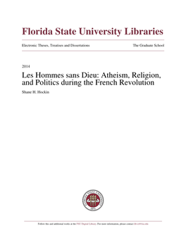 Atheism, Religion, and Politics During the French Revolution Shane H