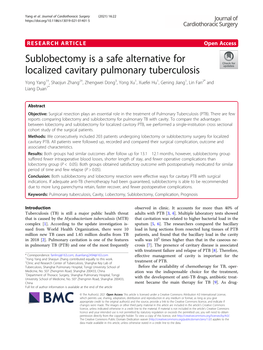 Sublobectomy Is a Safe Alternative for Localized Cavitary Pulmonary
