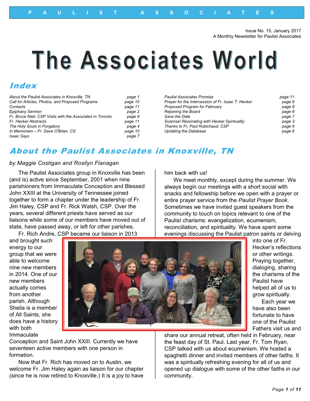 About the Paulist Associates in Knoxville, TN