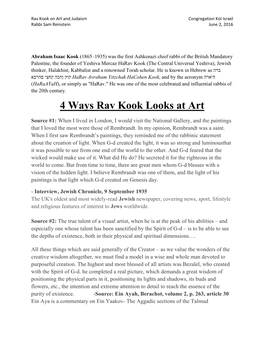 4 Ways Rav Kook Looks at Art