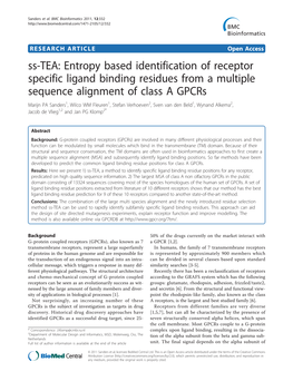 Ss-TEA: Entropy Based Identification of Receptor Specific Ligand Binding