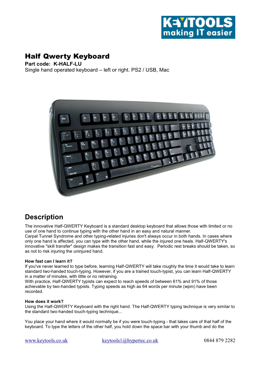 Half Qwerty Keyboard Description