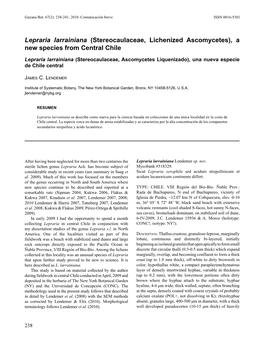 Lepraria Larrainiana (Stereocaulaceae, Lichenized Ascomycetes), a New Species from Central Chile