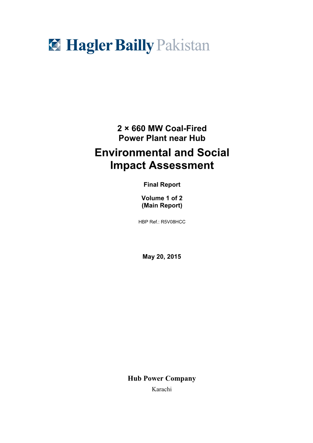 2 × 660 MW Coal-Fired Power Plant Near Hub Environmental and Social Impact Assessment