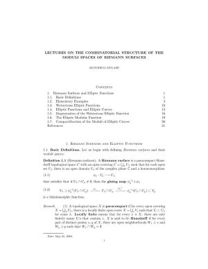 Lectures on the Combinatorial Structure of the Moduli Spaces of Riemann Surfaces