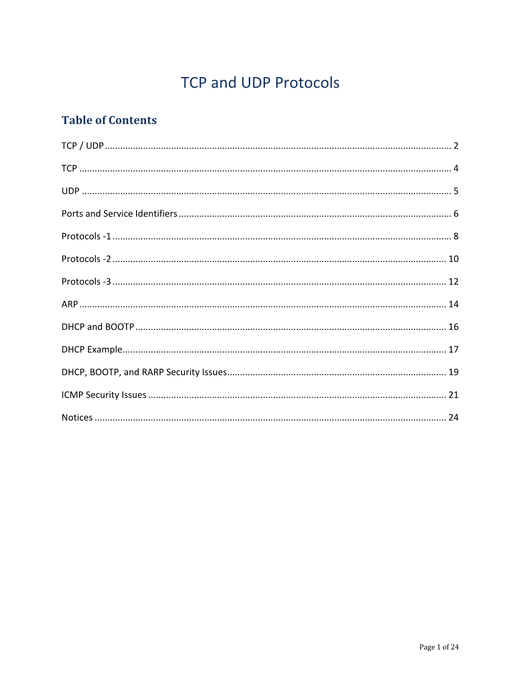 TCP and UDP Protocols