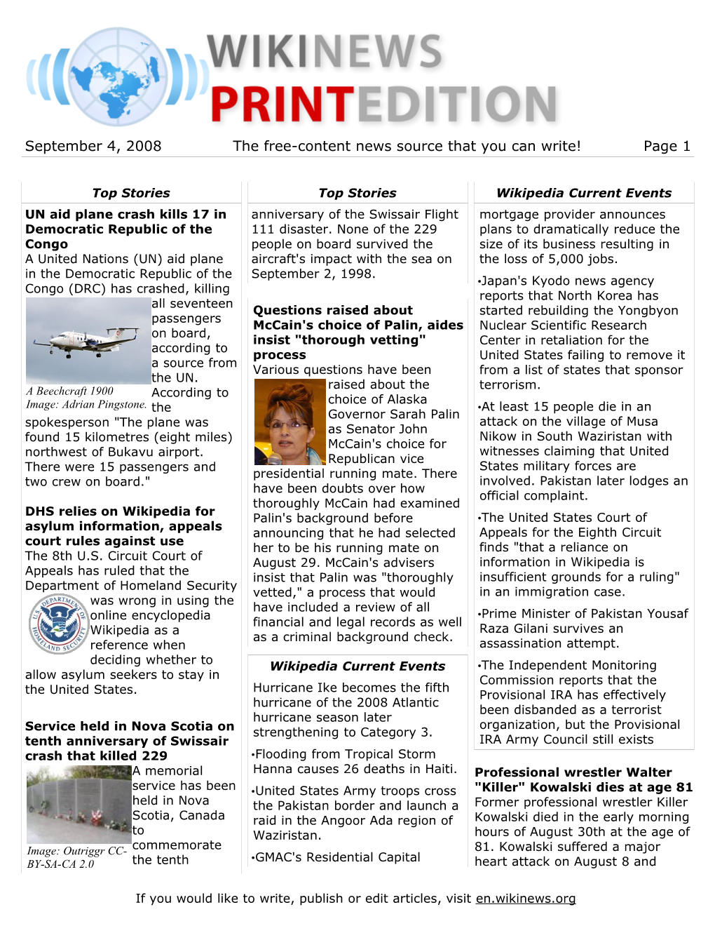 September 4, 2008 the Free-Content News Source That You Can Write! Page 1