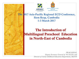 The Introduction of Multilingual Preschool Education in Cambodia