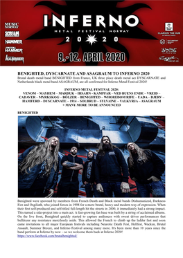 Benighted, Dyscarnate and Asagraum to Inferno 2020