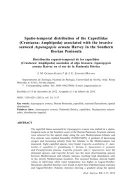 Spatio-Temporal Distribution of the Caprellidae
