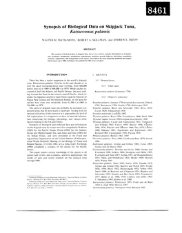Synopsis of Biological Data on Skipjack Tuna, Katsuwonus Pelamis