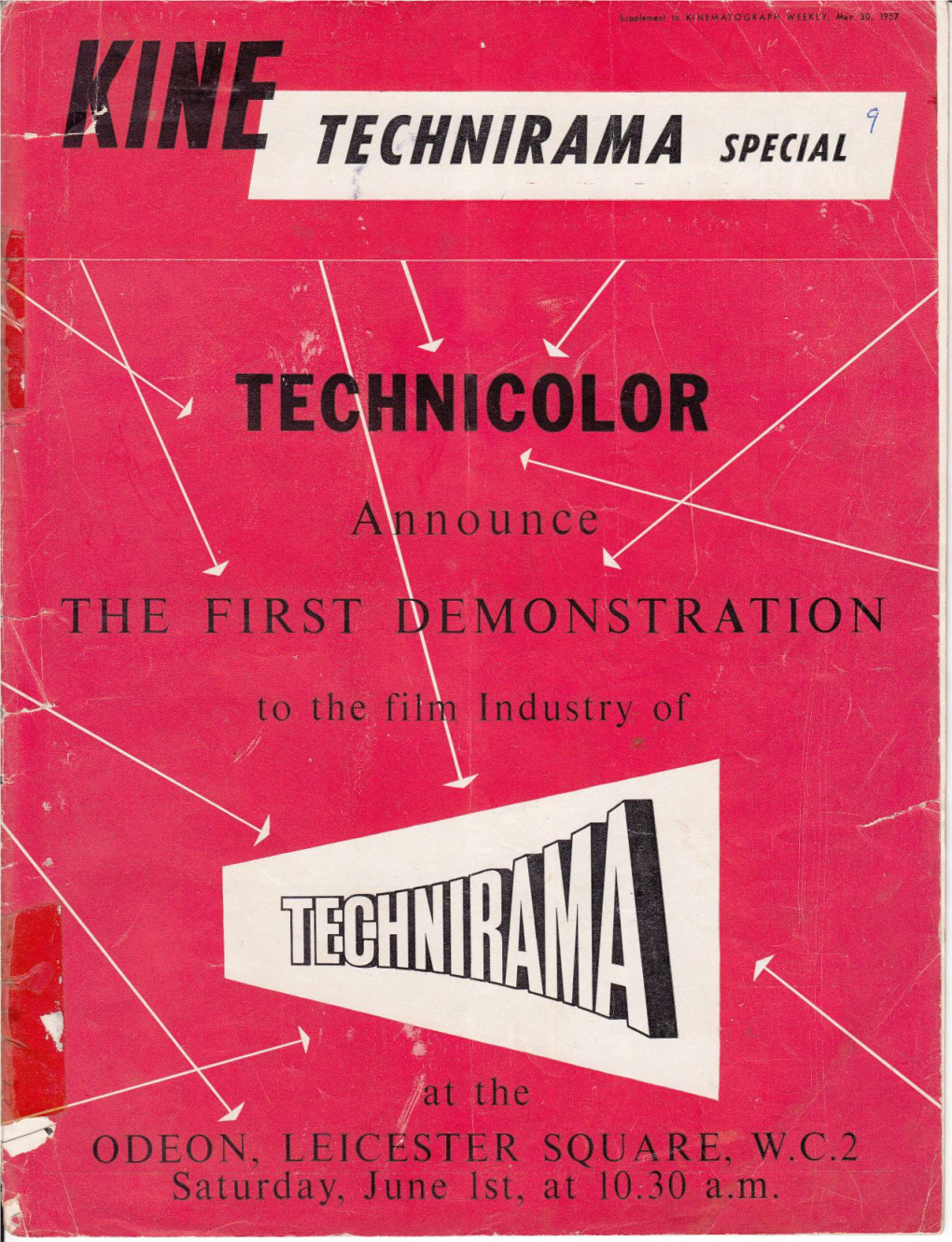 Fecflllirafila Spectati Ii TECHNIRAMA SPECIAL Supplemenl Ro KINE,Iiatograph WEEKLY