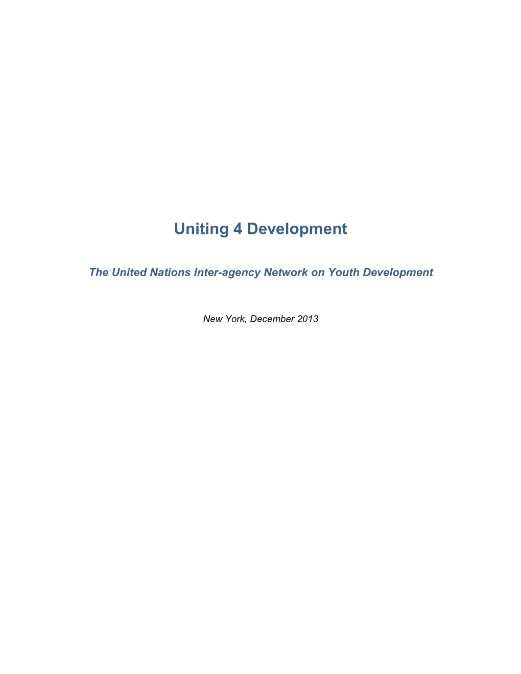 UN Inter-Agency Network on Youth Development Booklet