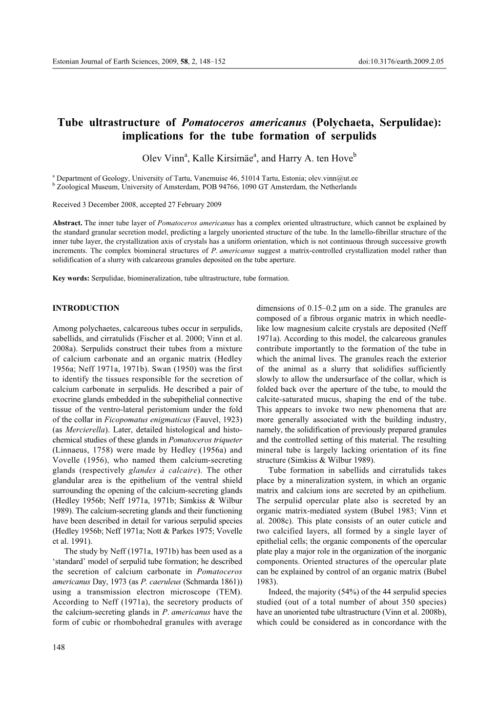 Tube Ultrastructure of Pomatoceros Americanus (Polychaeta, Serpulidae): Implications for the Tube Formation of Serpulids