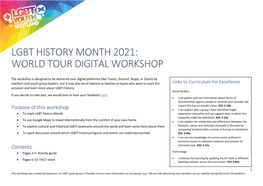 Lgbt History Month 2021: World Tour Digital Workshop