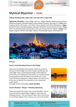 Mystical Myanmar – 7N/8D