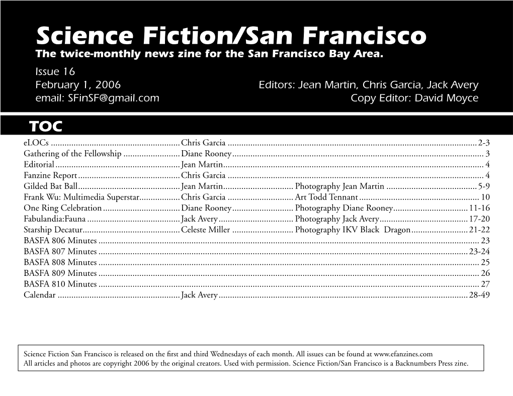 Science Fiction/San Francisco the Twice-Monthly News Zine for the San Francisco Bay Area