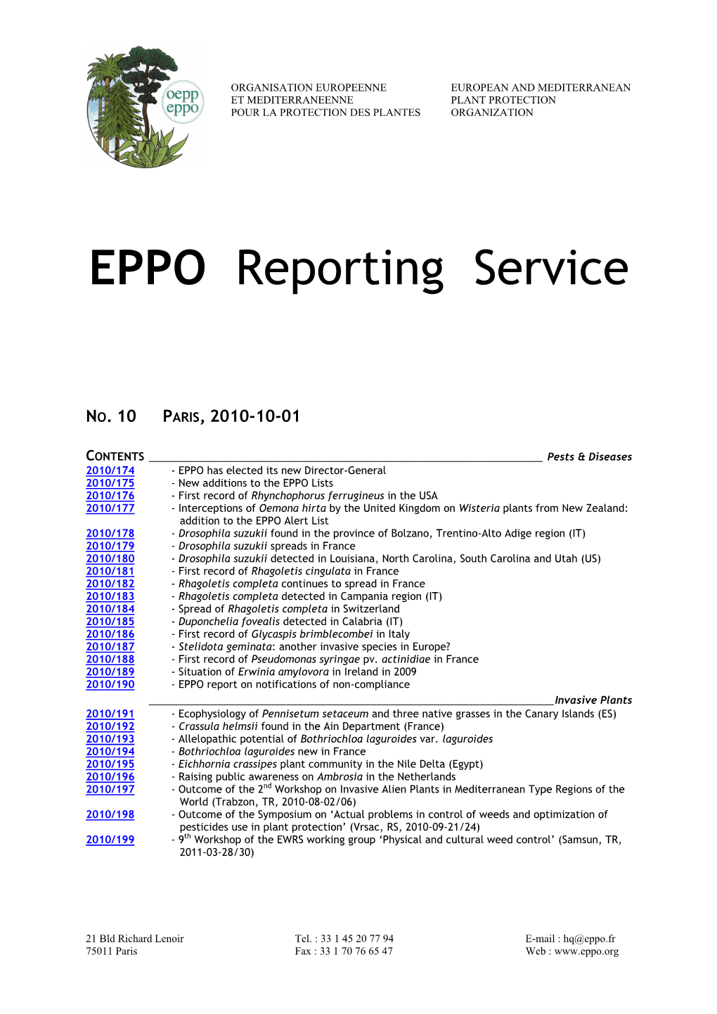 EPPO Reporting Service