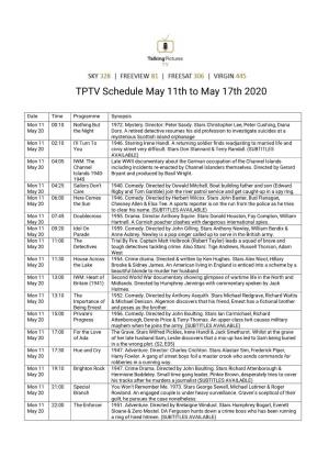 TPTV Schedule May 11Th to May 17Th 2020