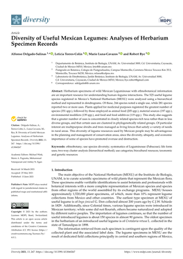 Diversity of Useful Mexican Legumes: Analyses of Herbarium Specimen Records