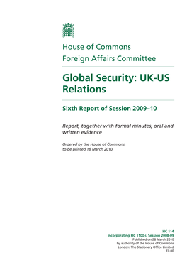 Global Security: UK-US Relations