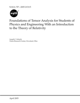 Foundations of Tensor Analysis for Students of Physics and Engineering with an Introduction to the Theory of Relativity