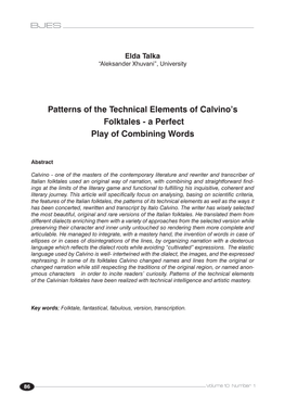 BJES Patterns of the Technical Elements of Calvino's Folktales