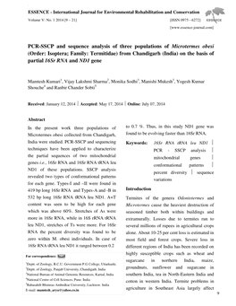 PCR-SSCP and Sequence Analysis of Three Populations of Microtermes