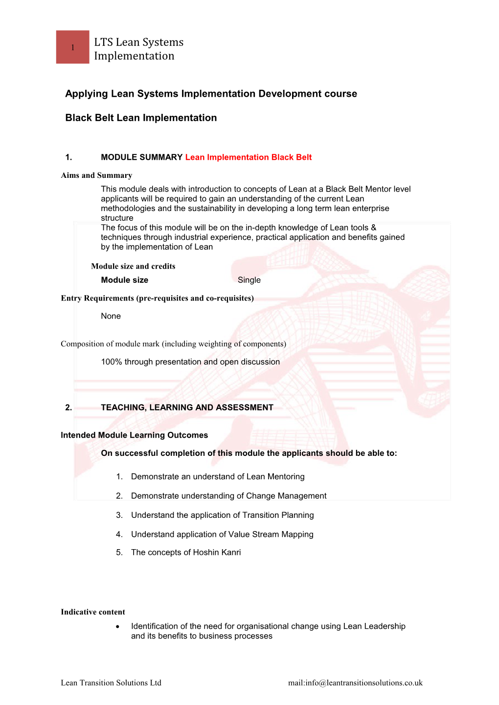 LTS Lean Systems Implementation